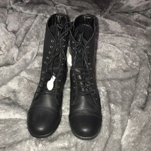 Black combat boots